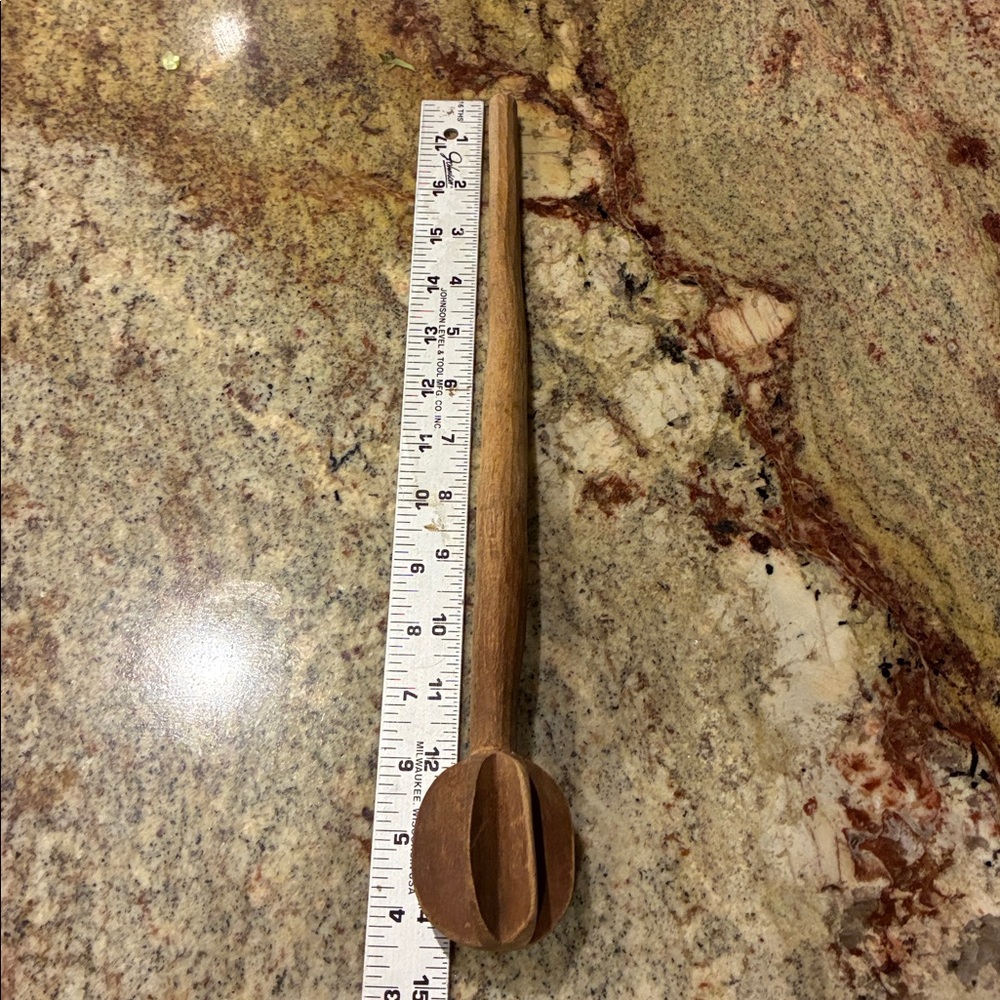 Antique 1900’s Primitive Carved Wood Mixer/ Whisk   Spin Between Hands - 14” - Picture 4 of 8